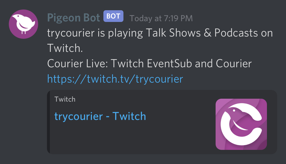 Discord example notification