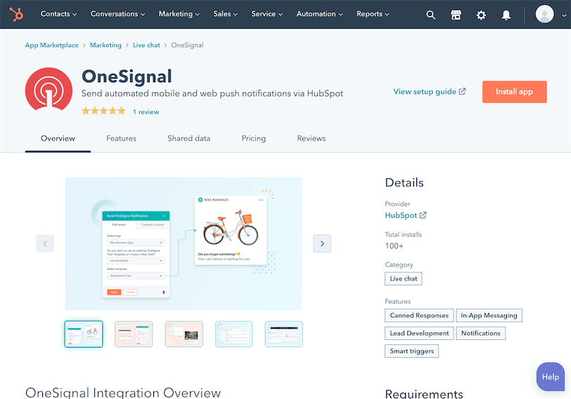 Install OneSignal on Hubspot