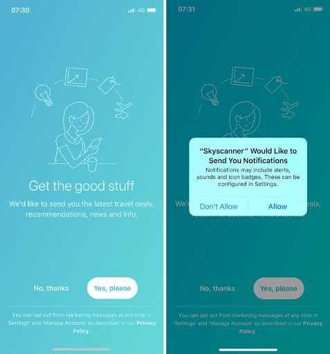 Skyscanner Push Notification Pre-Premission