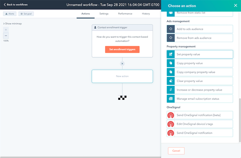 OneSignal HubSpot Workflow