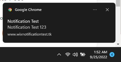 Wix Simple Push Notification Test Web Push