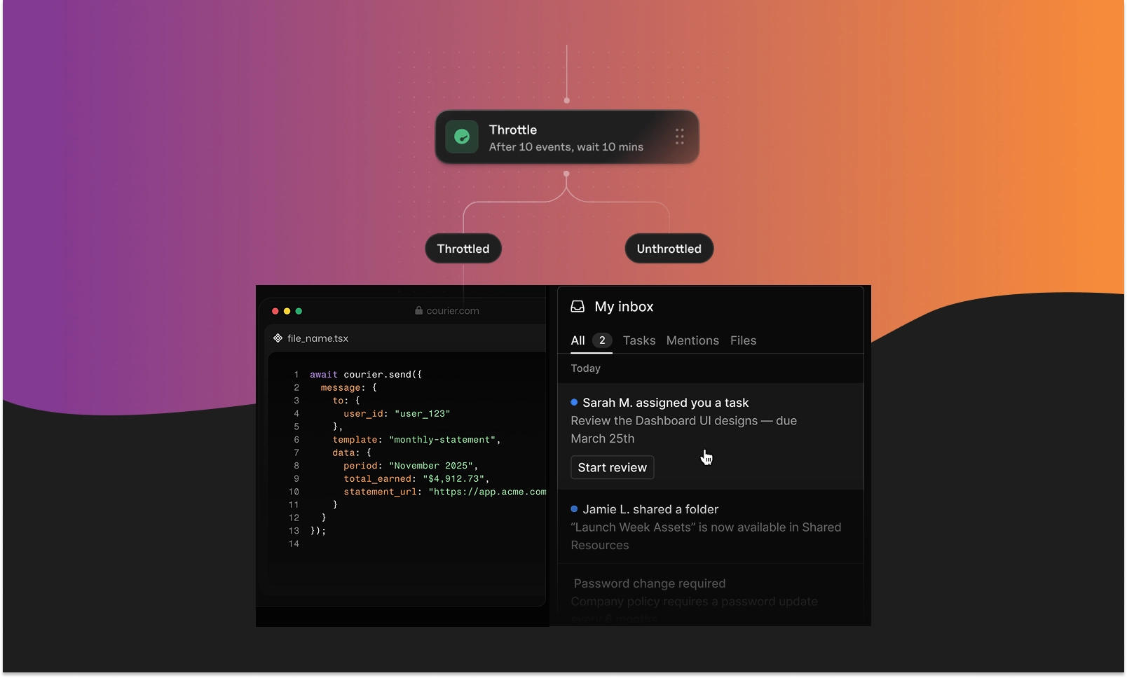 in app notification center