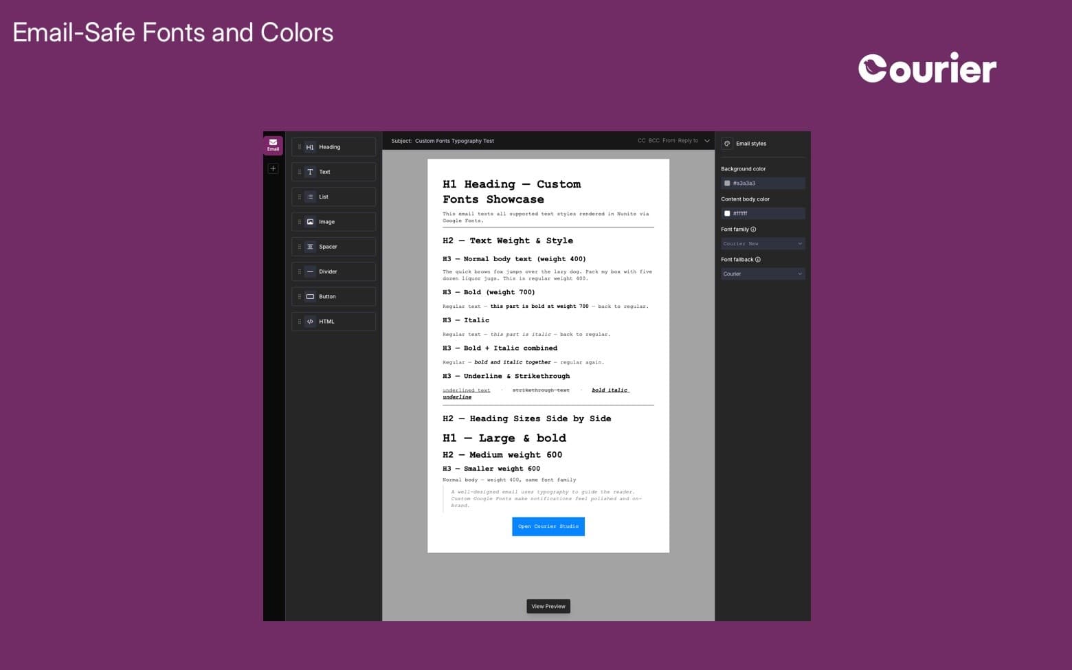 Email Fonts and Colors hero