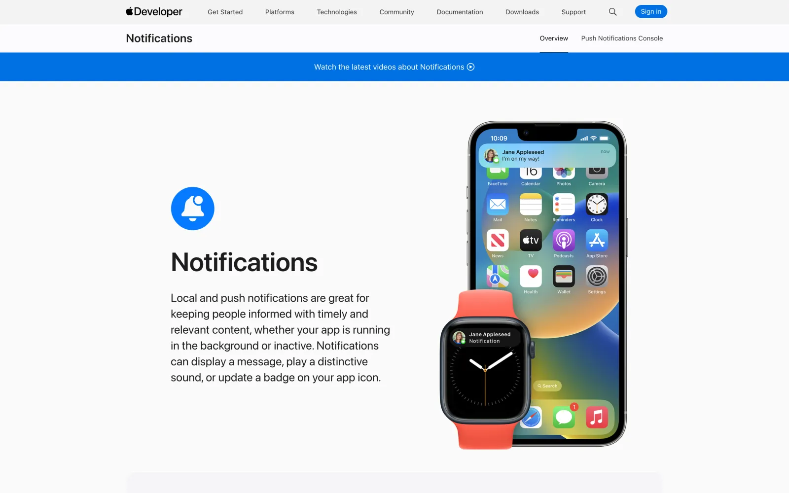Apple Push Notification service homepage