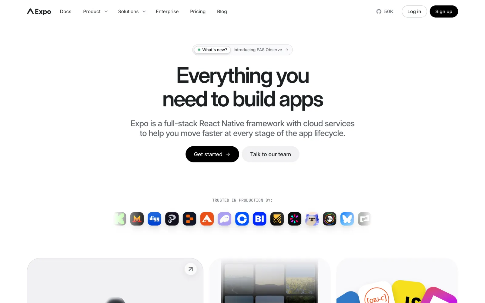 Expo homepage