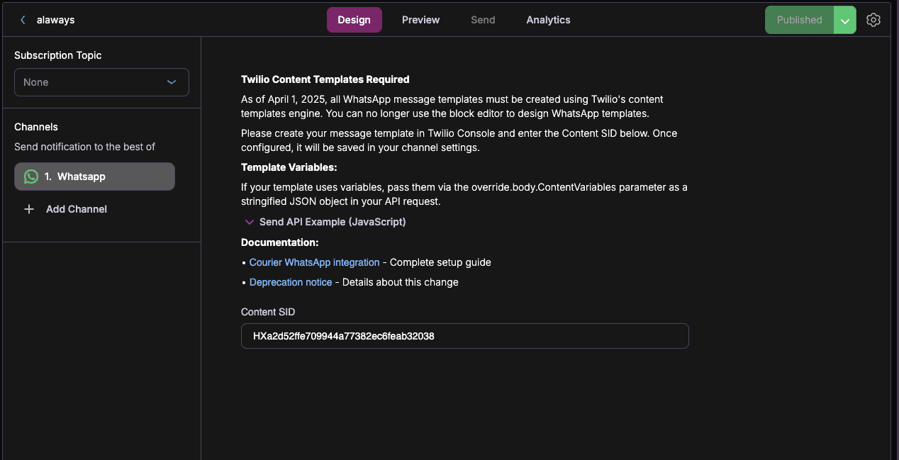 Twilio Content SID Support for WhatsApp Templates hero