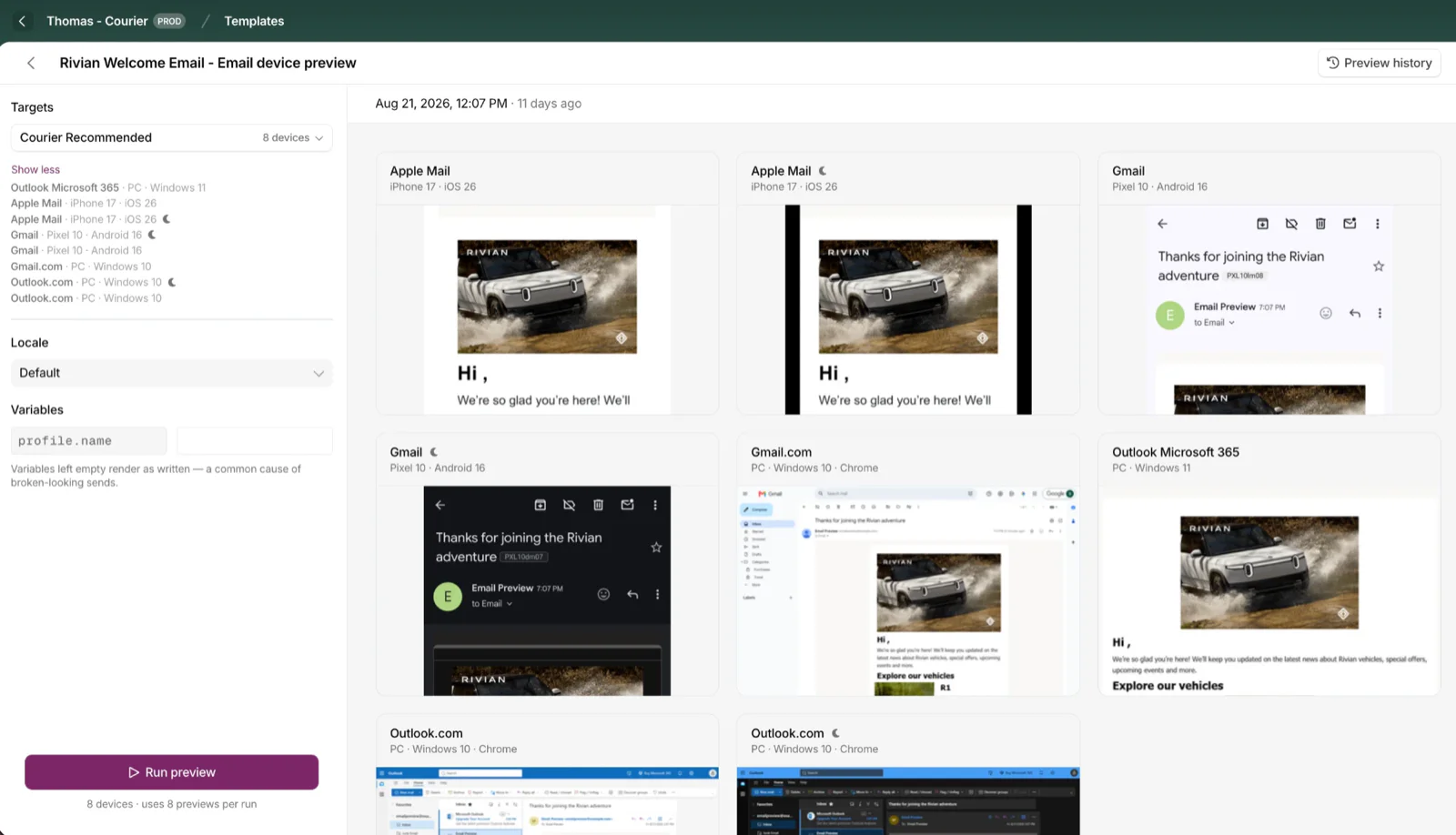 Cross-Device Email Preview UI