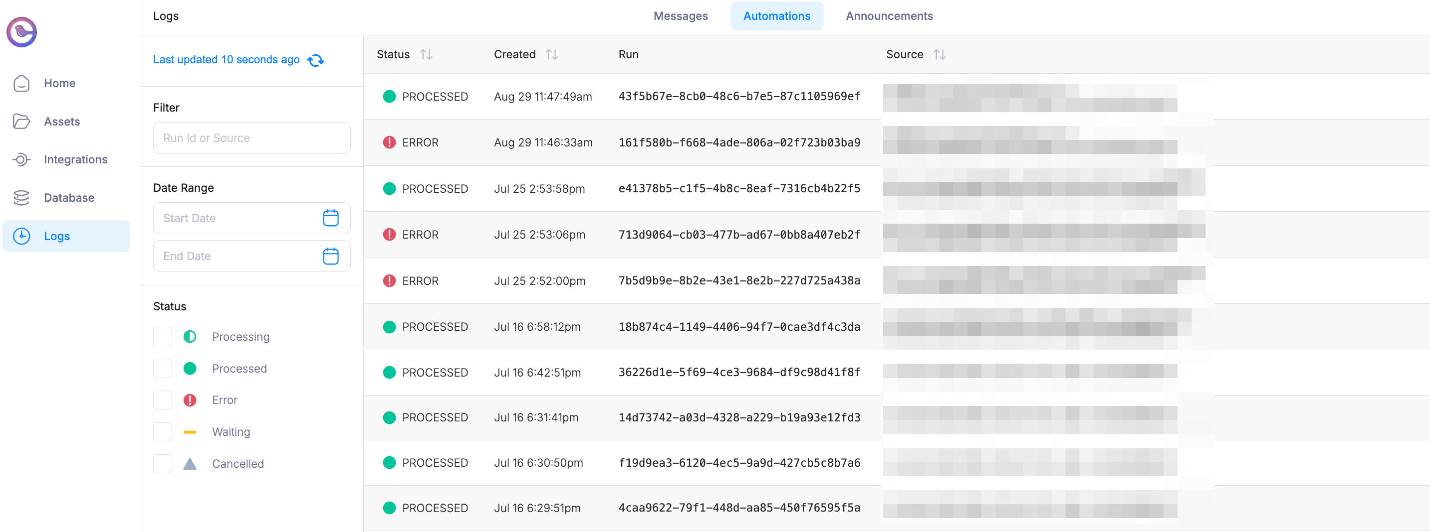 Automation Logs